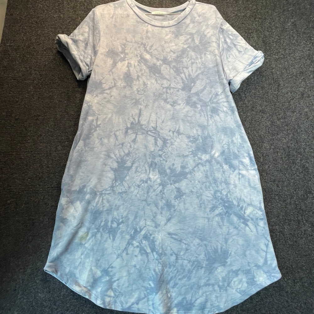 Cherish T-Shirt Dress M Oversized Tie Dye Pockets Casual Boho Comfy Layer Modest